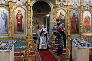 Иерей Алексий Жиляев сослужил Правящему Архиерею за Божественной литургией в с. Нижний Мамон